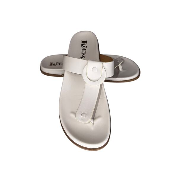 Korks Audie Thong Clean White Cream Sandals Size 8 Like New Beach Flip Flops - Picture 2 of 8